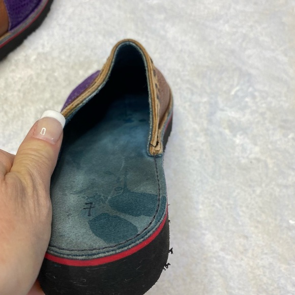 SoleTech Mules Clogs Women's Purple Brown Animal Leather Wearable Art Handmade 7 - Picture 5 of 8